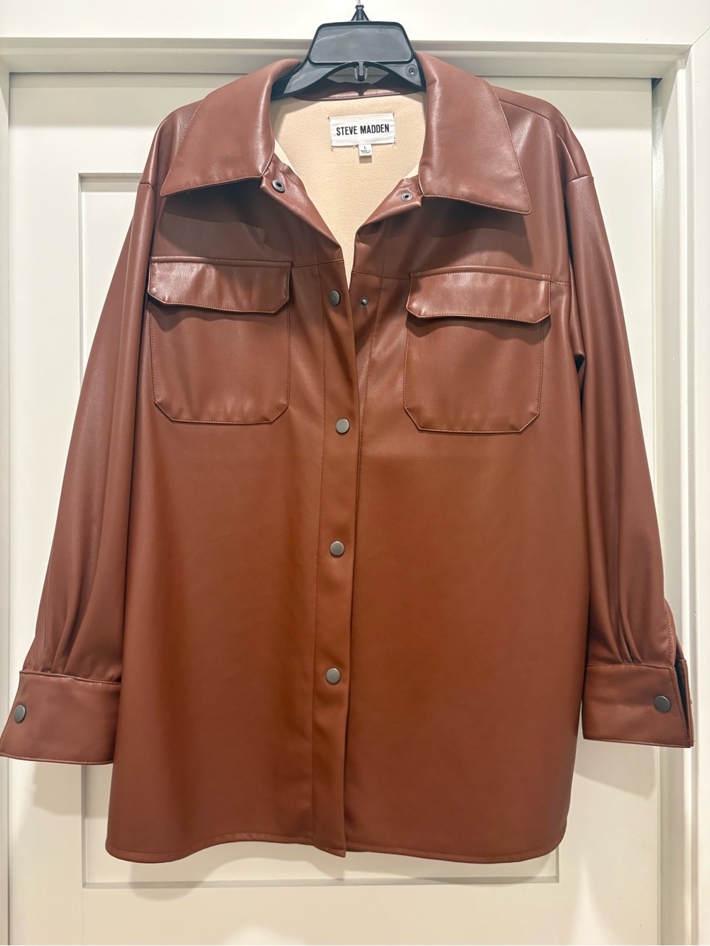 Steve Madden Brown Faux Leather Shacket Jacket